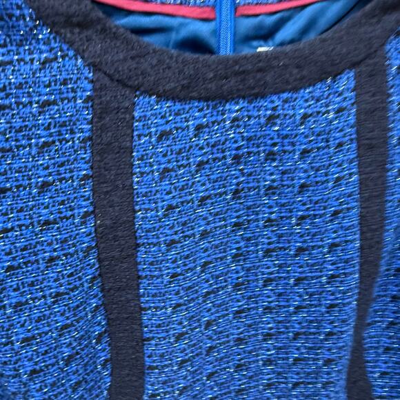 Boden Tweed Blue Black Metallic Silver Short Sleeve Mini Dress Pockets 4 - Picture 6 of 6